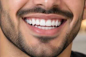 تصویری از دندان های یک آقا که کامپوزیت دندان توکویاما روی آن انجام شده است.